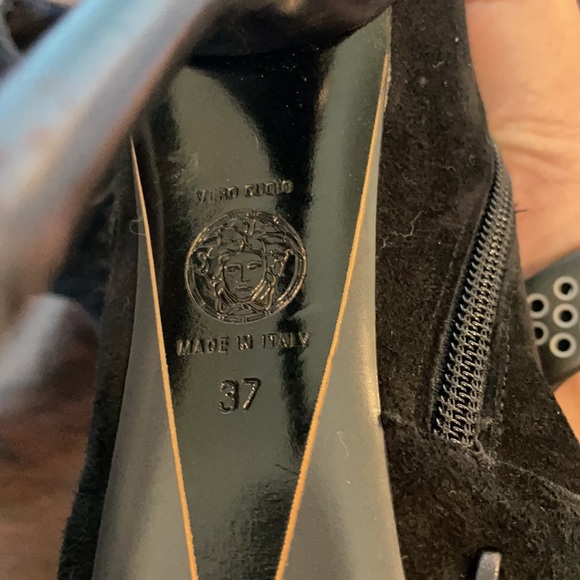 Versace black suede peep toe bootie - Picture 10 of 12